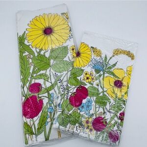 Vtg Hallmark Table Covers Wildflowers 60" x 102" and 44"x44" Bridge Table Cover